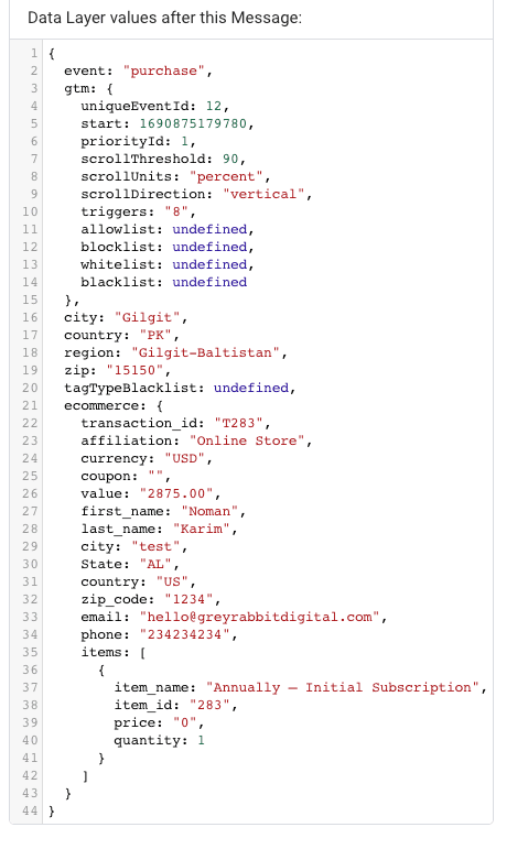 ecommerce datalayer