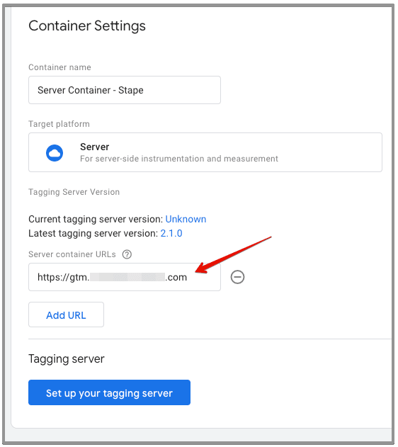 tagging server url settings